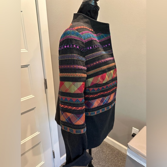 Coldwater Creek open front jacket, southwestern beaded sequin multicolor inserts - Picture 4 of 16